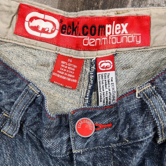 Vintage Ecko size 36 Denim Carpenter Jean Shorts Baggy Y2k Hip Hop - Picture 4 of 9
